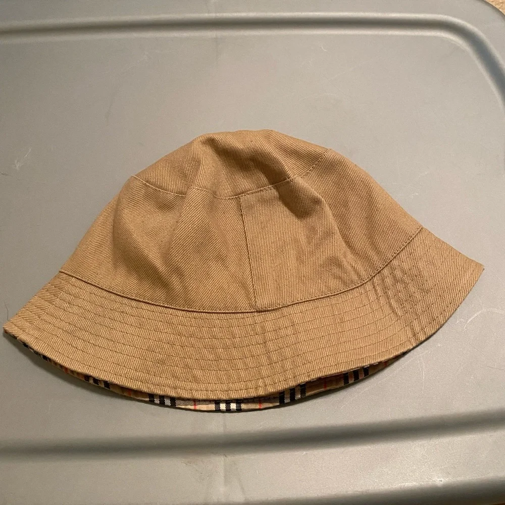 Tan and Plaid Reversible Bucket Hat